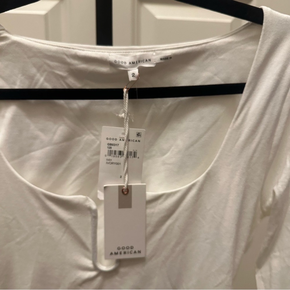 Good American STRETCH JERSEY U RING BODYSUIT in Ivory Size 2 NEW - Picture 13 of 16
